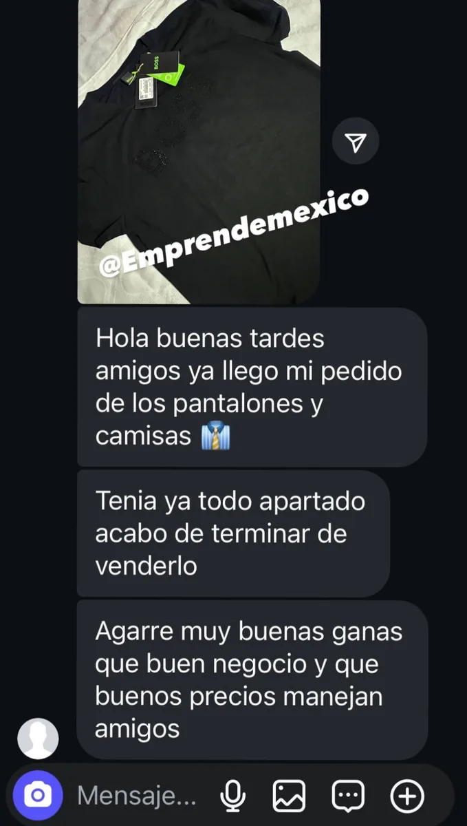 Captura de cliente confirmando la recepción de su pedido