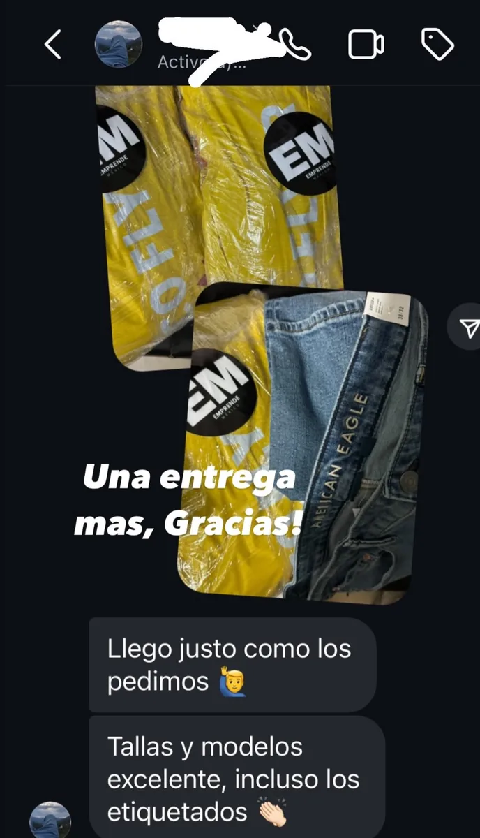 Captura de cliente confirmando la recepción de su pedido