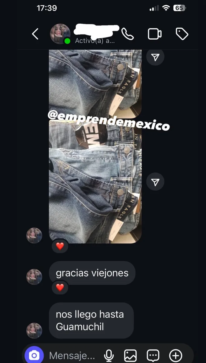 Captura de cliente confirmando la recepción de su pedido